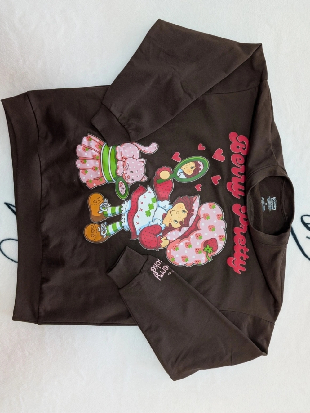 Strawberry Shortcake Berry Pretty Brown Kids Graphic Sweatshirt New Not Tag